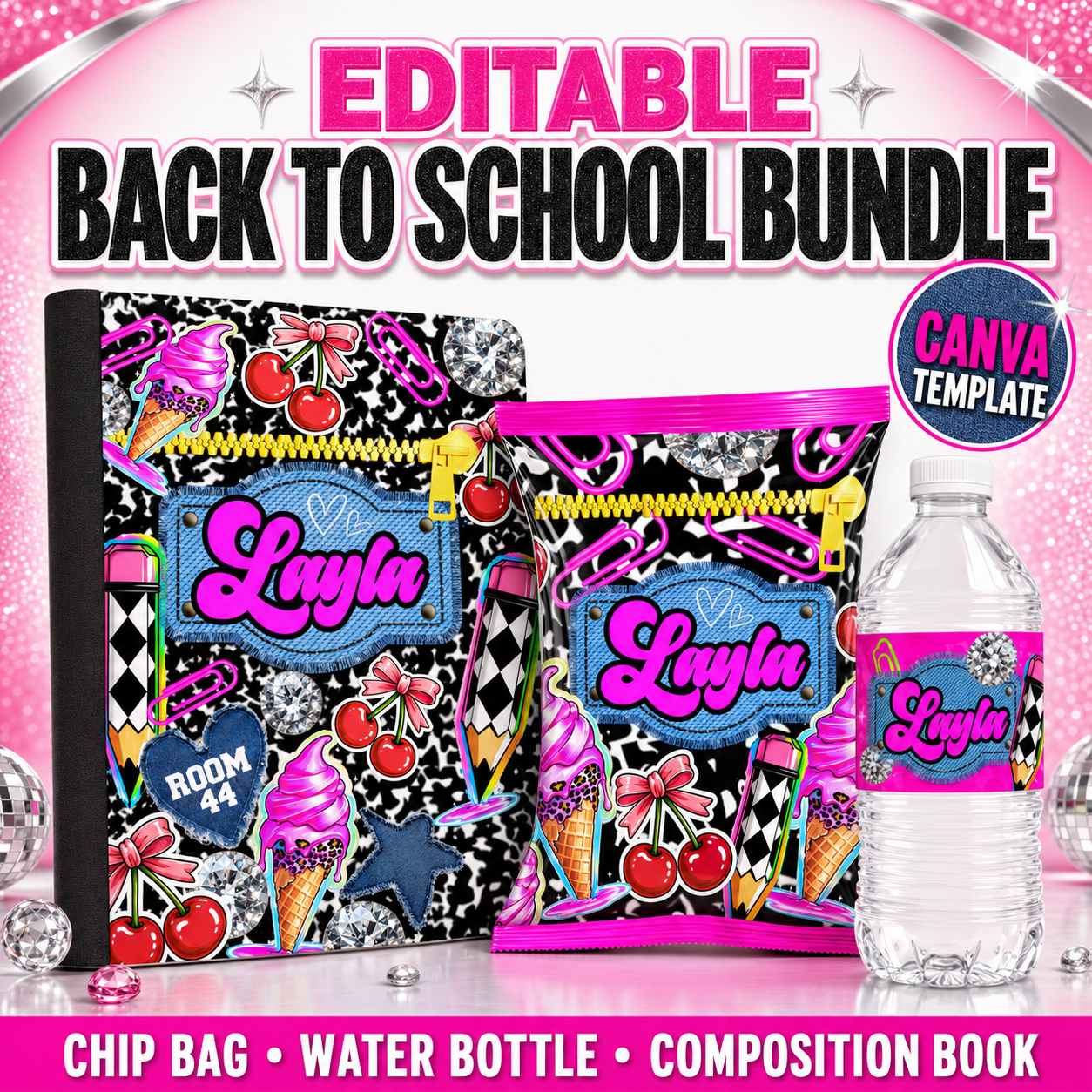 Girls Back-to-School Canva Template Bundle.