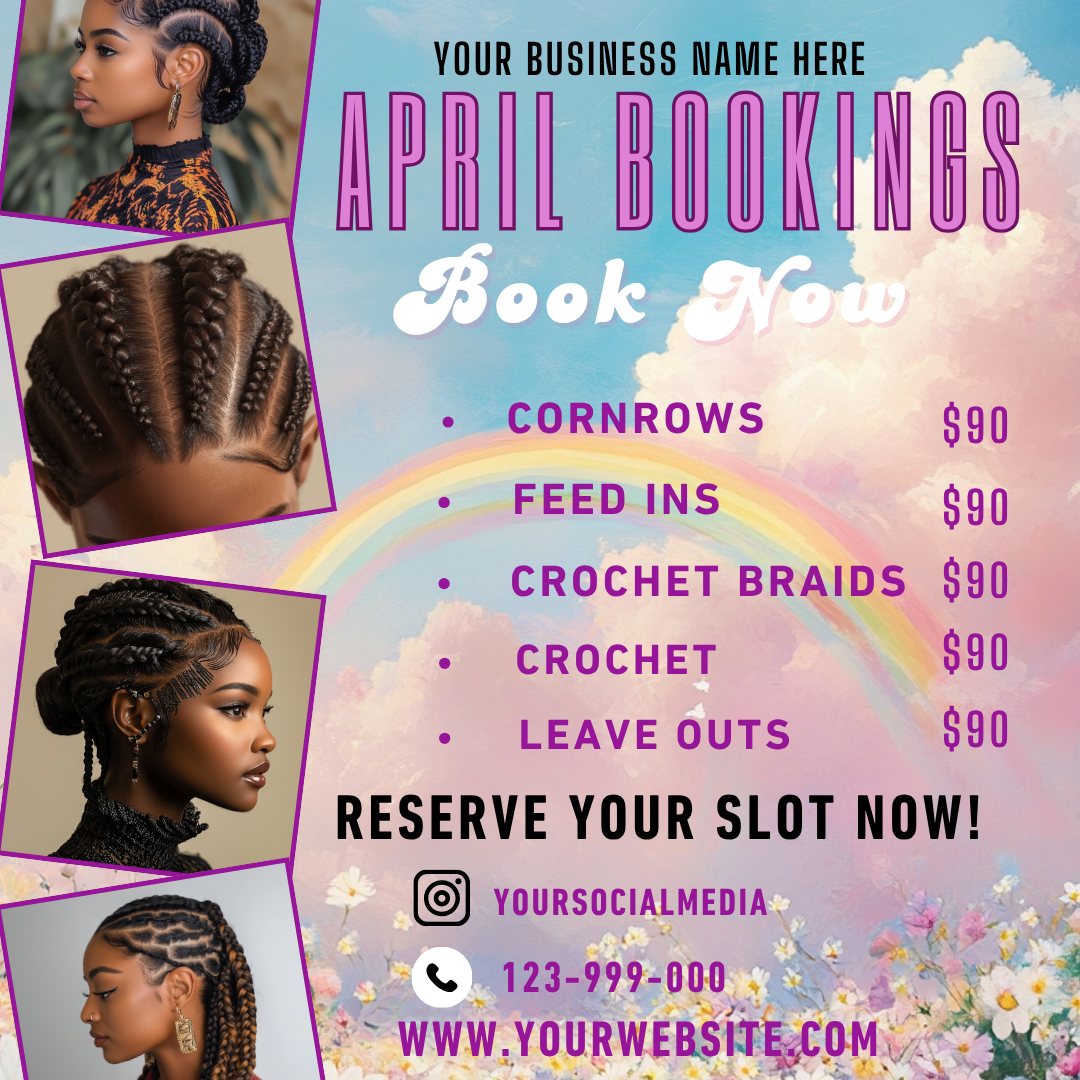 April Booking, Sales & Promo Canva Template Bundle | 16 Editable Social Media Posts & Digital Flyers