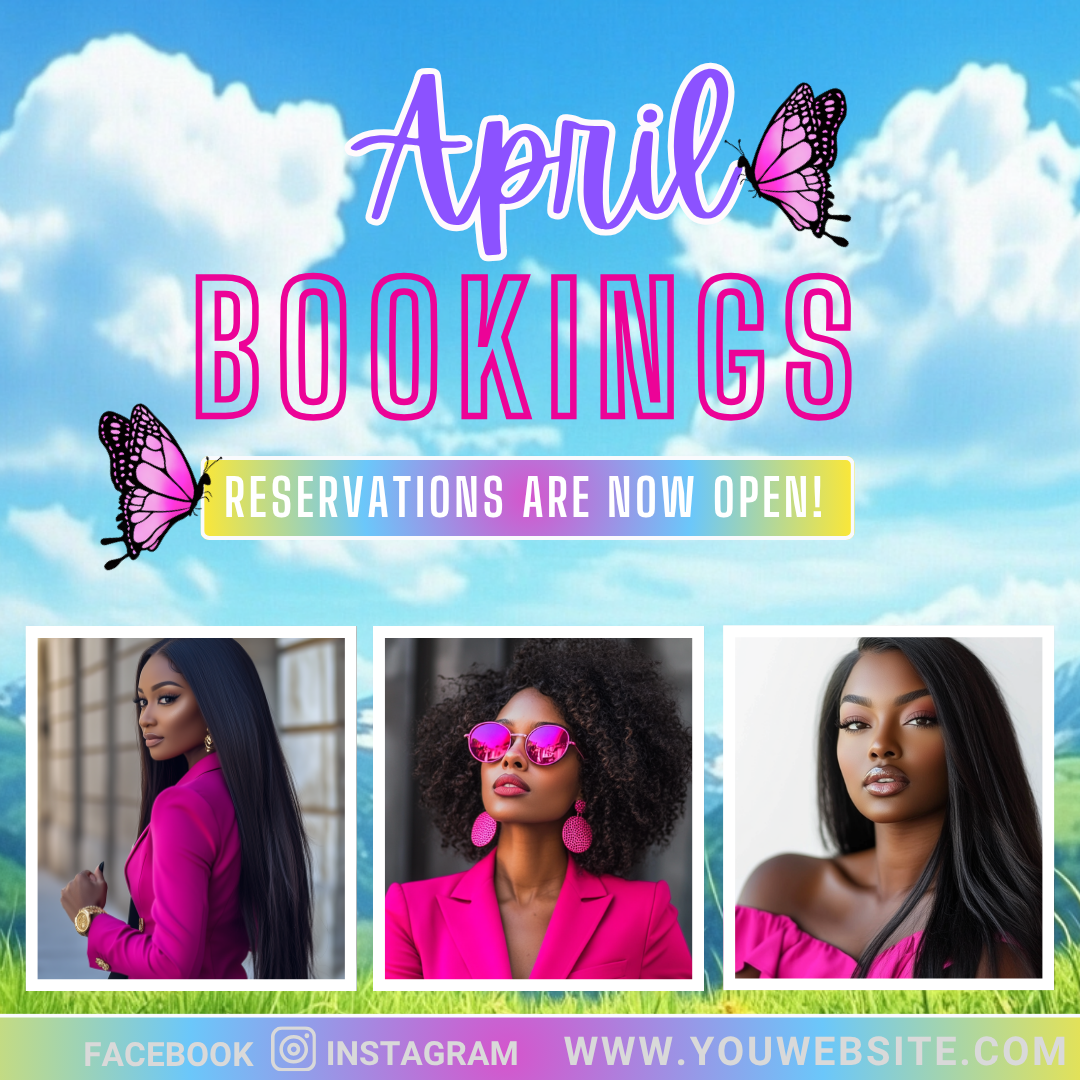 April Booking, Sales & Promo Canva Template Bundle | 16 Editable Social Media Posts & Digital Flyers