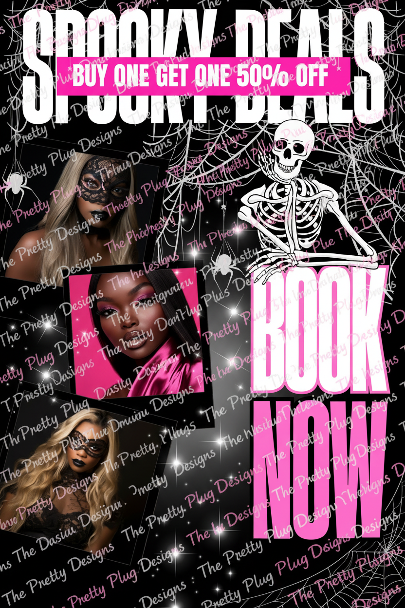 Editable Halloween Beauty Social Media Templates | 6 Canva Templates for Hair Stylists, Makeup Artists & Braiders