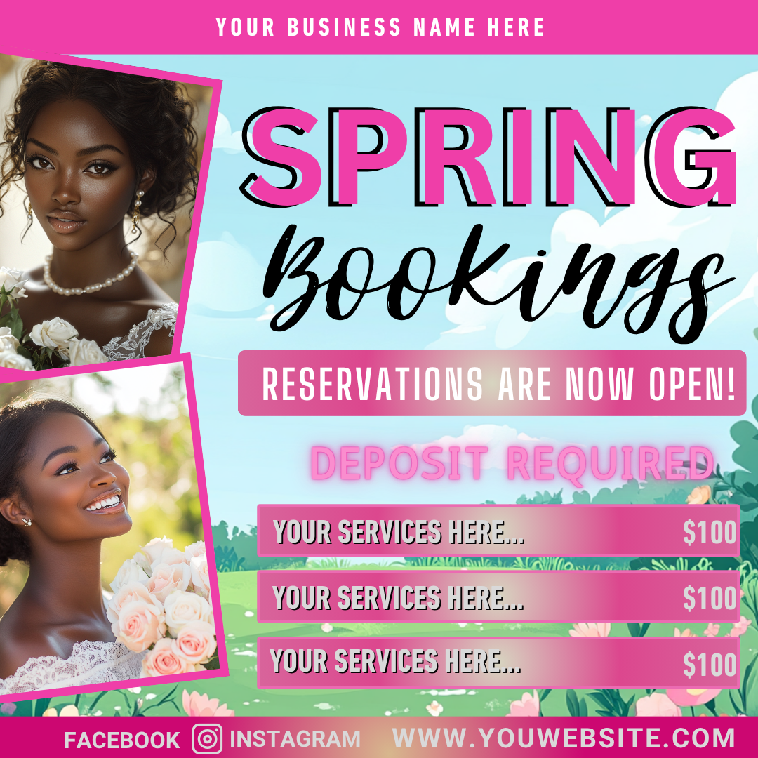 April Booking, Sales & Promo Canva Template Bundle | 16 Editable Social Media Posts & Digital Flyers