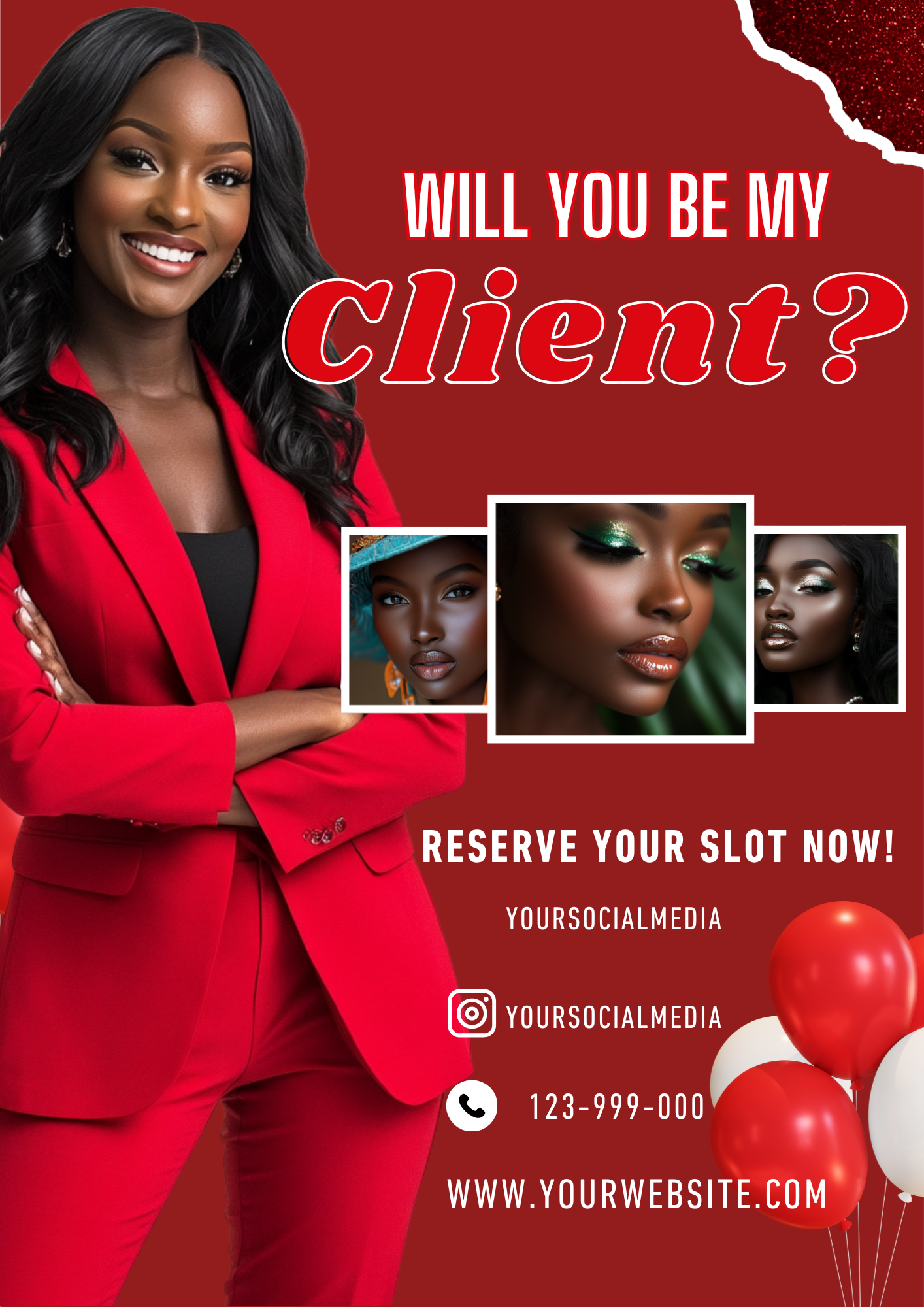 Editable Valentine’s Day Beauty Booking Canva Templates | 5-Page Will You Be My Client Social Media & Flyer Bundle