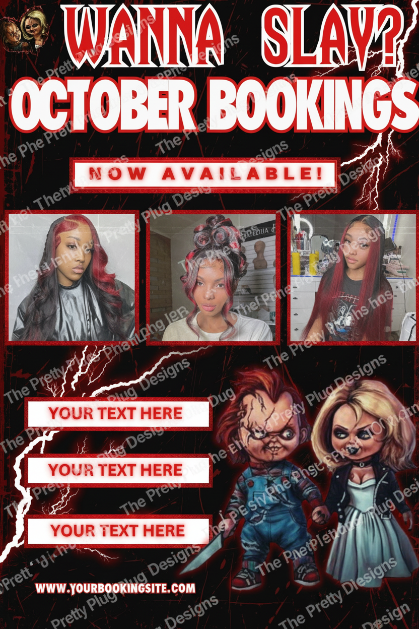 Editable Halloween Beauty Social Media Templates | 6 Canva Templates for Hair Stylists, Makeup Artists & Braiders