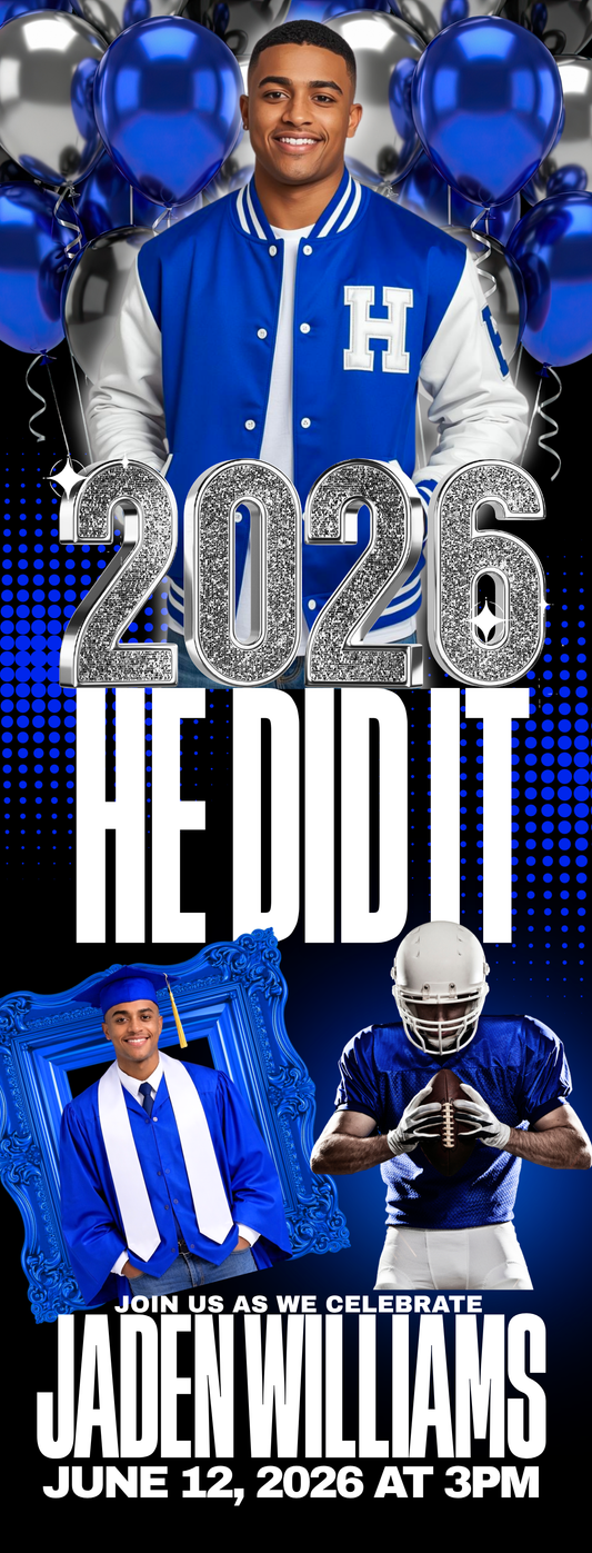 Blue Graduation RSVP Website Template Canva | Editable Acuity Mini Website for Boys Graduation 2026