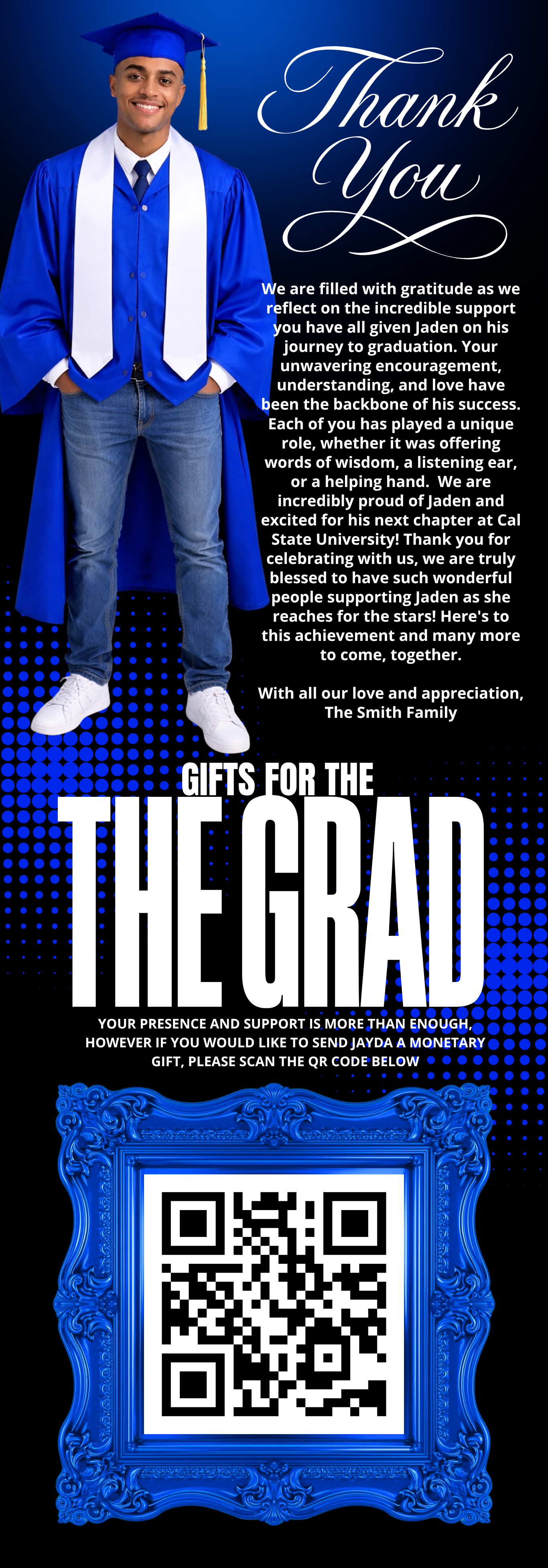 Blue Graduation RSVP Website Template Canva | Editable Acuity Mini Website for Boys Graduation 2026