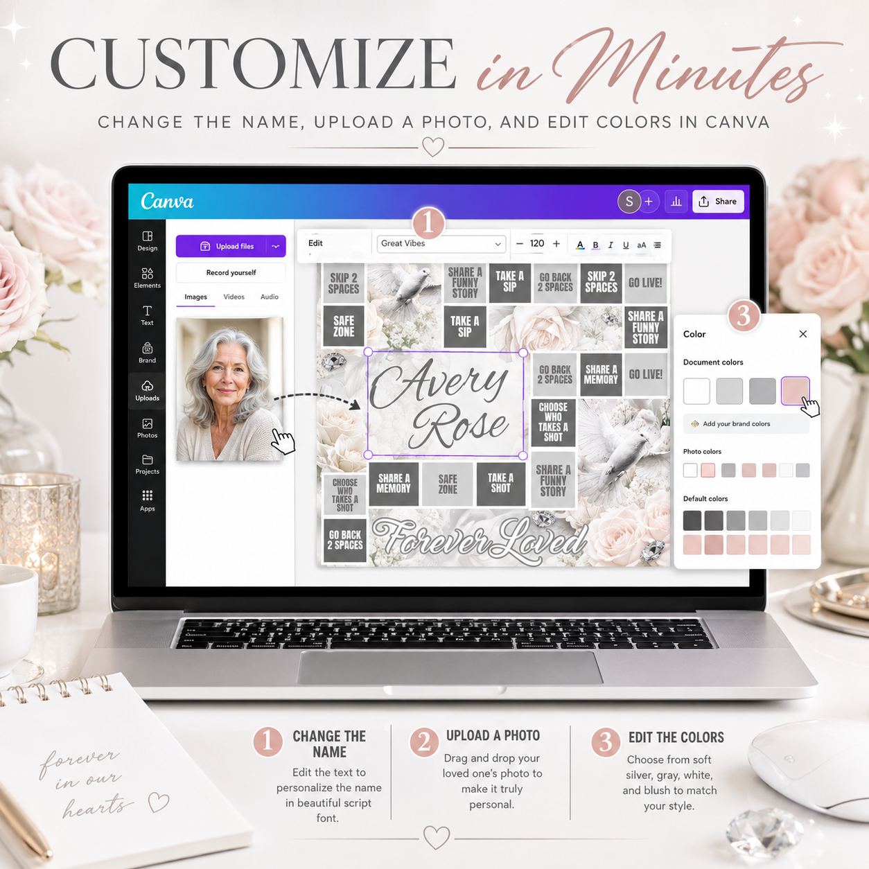 Custom Memorial Game Board Template | Funeral Reception Activity | Instant Digital Download