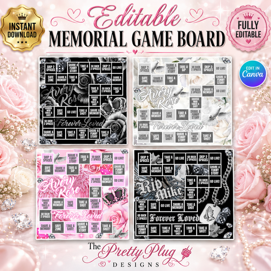 Custom Memorial Game Board Template | Funeral Reception Activity | Instant Digital Download
