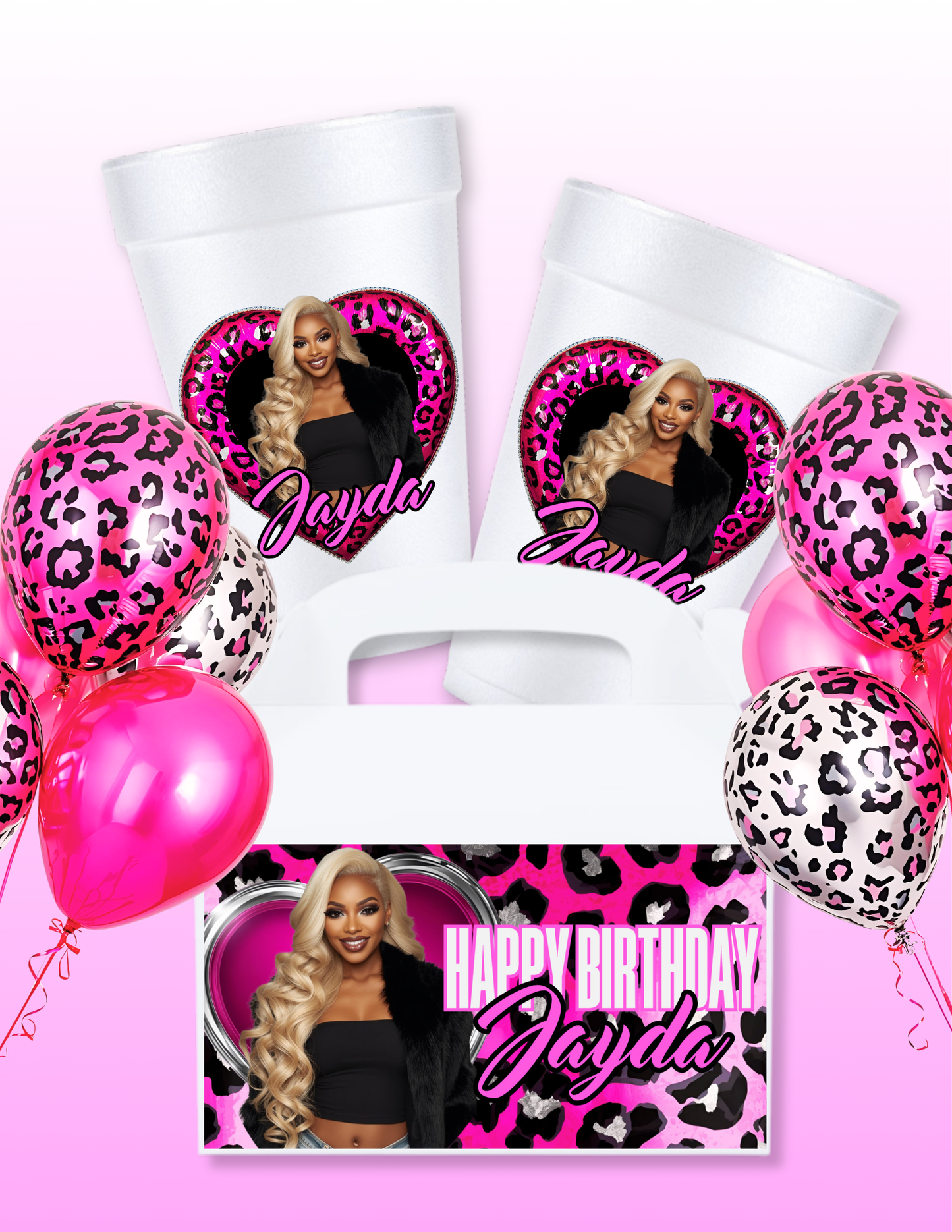 Pink Leopard Birthday Party Canva Template Bundle (FREEBIE)