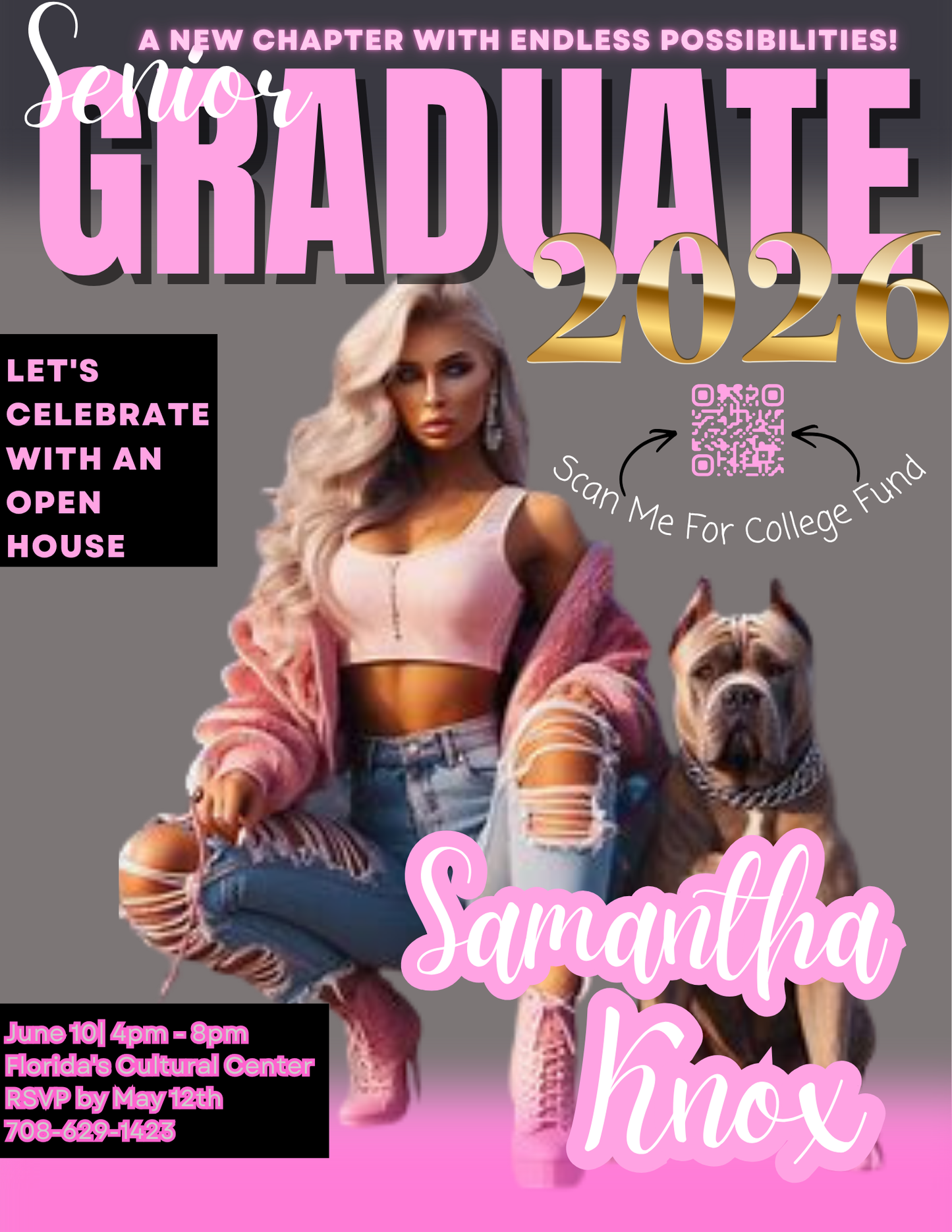 Editable Graduation Magazine Cover Invitation Canva Template | Pink Glam.