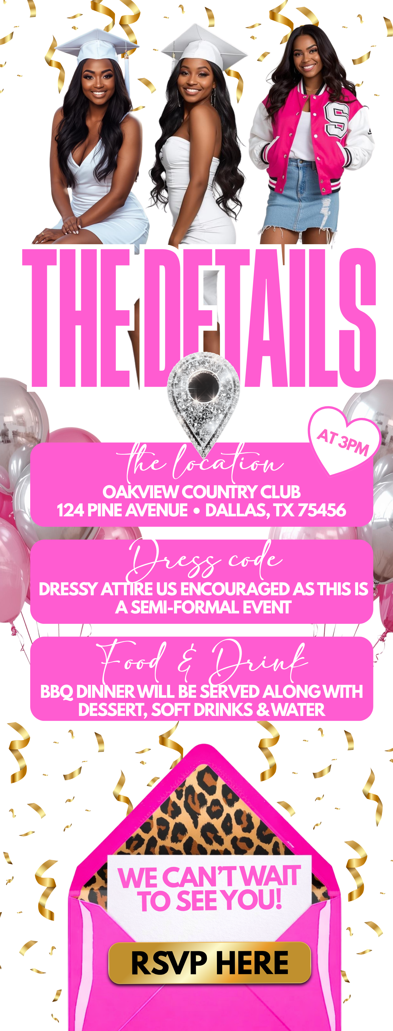 Pink Graduation RSVP Website Template Canva | Editable Acuity Mini Website for Graduation Party 2026