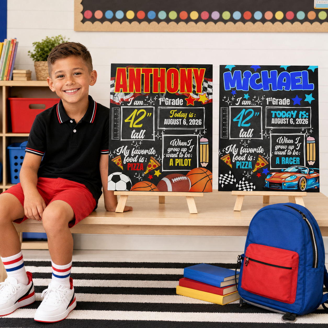 First Day of School Board Bundle | 5 Canva Back-to-School Photo Prop Templates